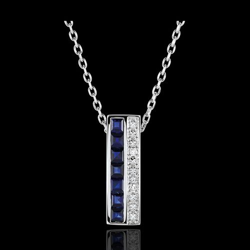 Collier Constellation - Zodiaque - saphirs bleus et diamants - or blanc 18 carats - Edenly - Modalova
