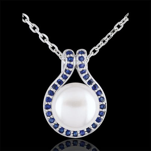 Pendentif AdÃ©lie - perles et saphirs - or blanc 9 carats - Edenly - Modalova