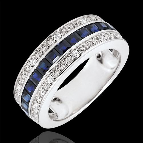 Bague Constellation - Zodiaque - saphirs bleus et diamants - or blanc 18 carats - Edenly - Modalova