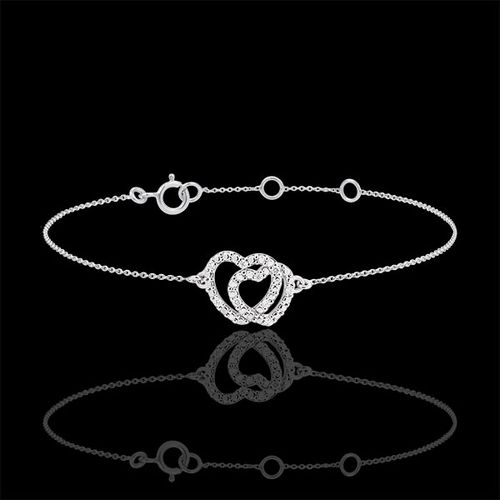 Bracelet or blanc 9 carats et diamants - Coeurs Complices - Edenly - Modalova