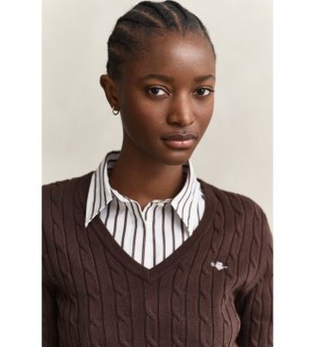 Pull en tricot torsadé à col en V en coton stretch (XS), Casuel, Classique, Manche longue - Gant - Modalova
