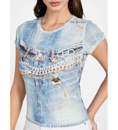 W6RI52KCCG0 T-shirt en denim Sub (XS), Casuel, Polyester, Manche courte - Guess - Modalova