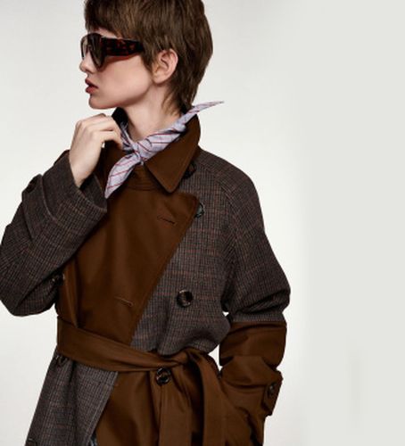 KAGU Gabardine à blocs de couleur marron, (XS), Casuel, Laine - Essentiel Antwerp - Modalova