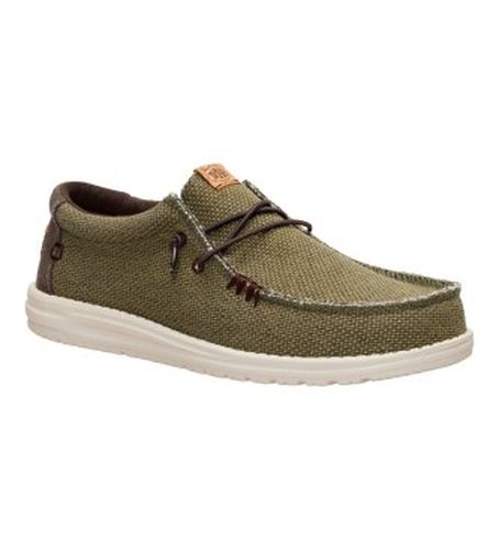 HD40003 Baskets Wally tressées vertes (42), Tissu, Plat, Lacets, Casuel - HeyDude - Modalova