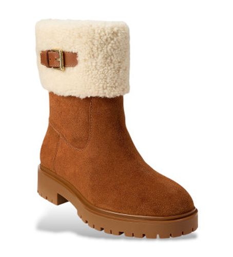 Bottines Allyson en daim et peau de mouton (36), Cuir, Plat, Aucun, Casuel - Lauren Ralph Lauren - Modalova