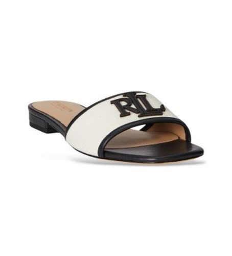 P04395004 Sandales Everley en toile et cuir (36), Noir, Tissu, Plat, Lacets, Aucun, Casuel, Classiq - Lauren Ralph Lauren - Modalova