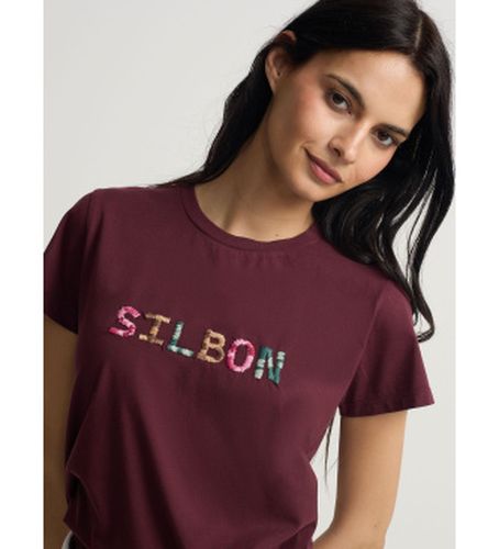 S262040410191 T-shirt lilas griffonné (S), Casuel, , Coton, Manche courte - Silbon - Modalova