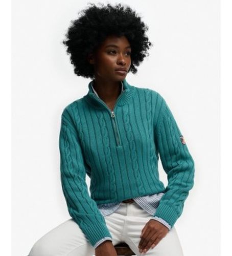 W6110741A Pull mi-long à fermeture partielle, style « slouchy », - (L), Casuel, Coton, Turquoise - Superdry - Modalova