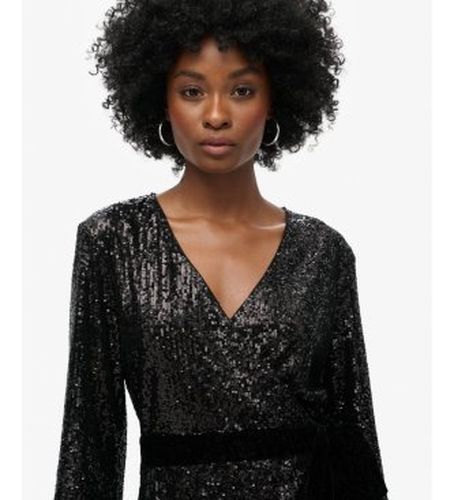 W8011789A Robe Sequin Velvet Wrap (S), Casuel, Fête, Polyester, Manche longue - Superdry - Modalova