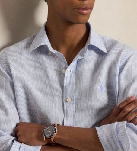 B22588002 Chemise en lin à rayures Custom Fit (M), Casuel, Manche longue - Polo Ralph Lauren - Modalova