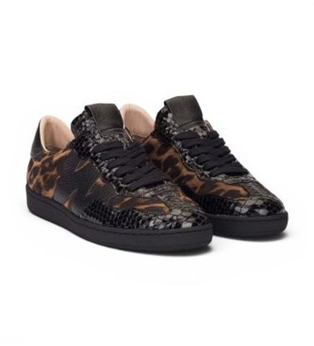 AP-2010 Baskets en Cuir Lai (36), Plat, Lacets, Casuel, Imprimé animal - Wonders - Modalova