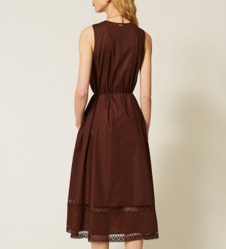TT2250 Robe longue en popeline avec broderie brune (42), , Casuel, Coton, Sans manches / bretelles - Twinset - Modalova