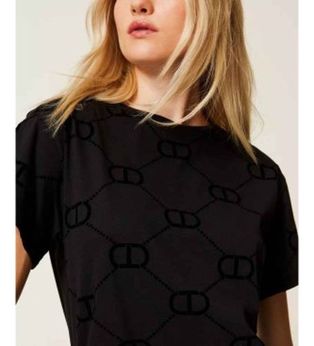 TP2055 T-shirt à imprimé floqué ovale T (L), Casuel, Coton, Manche courte - Twinset - Modalova