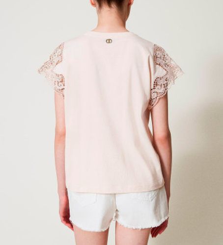 TP2290 T-shirt standard avec dentelle (M), Casuel, Coton, Manche courte - Twinset - Modalova