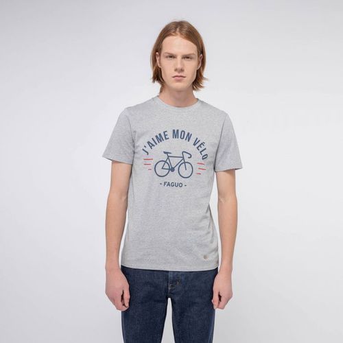 T-shirt col rond chiné J'aime mon vélo - FAGUO - Modalova