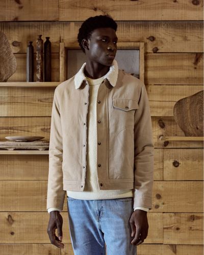 Veste beige col en sherpa - FAGUO - Modalova