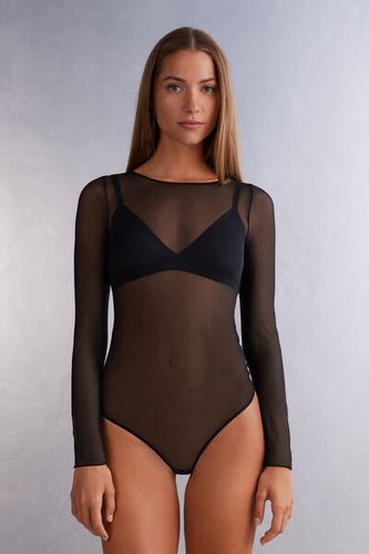 Long Sleeve Bodysuit in Tulle Woman Black Size S - Intimissimi - Modalova