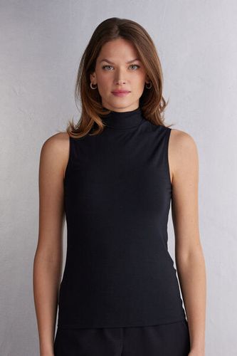 Sleeveless Turtleneck Micromodal Shirt Woman Black Size L - Intimissimi - Modalova