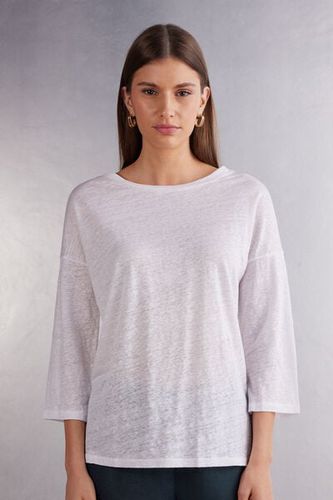 Linen Bateau Neck Top Woman White Size M - Intimissimi - Modalova