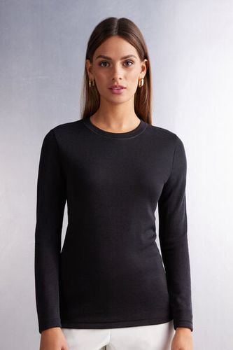 Wool & Cotton Long Sleeve Crewneck Top Woman Black Size S - Intimissimi - Modalova