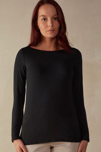 Long Sleeve Bateau Neck Top in Micromodal Woman Black Size S - Intimissimi - Modalova