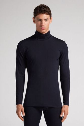 Long-sleeve High-Neck Merino-Wool Top Man Blue - Intimissimi - Modalova