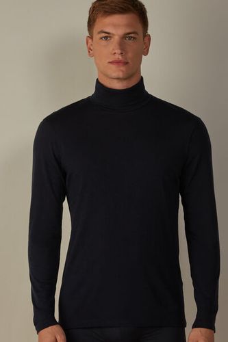 Long-sleeve High-Neck Merino-Wool Top Man Blue Size L - Intimissimi - Modalova