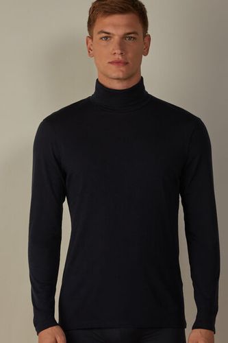 Long-sleeve High-Neck Merino-Wool Top Man Blue Size S - Intimissimi - Modalova