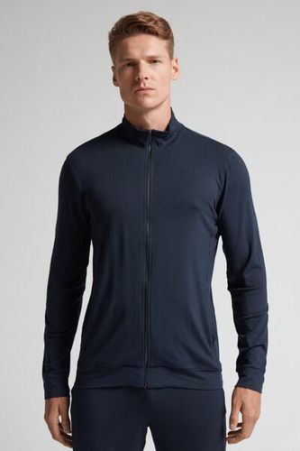 Silk and Modal Zip-Up Sweatshirt Man Blue Size S - Intimissimi - Modalova