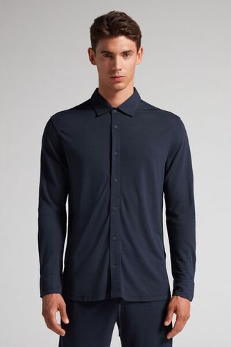 Modal and Silk Piqué Shirt Man Blue Size L - Intimissimi - Modalova