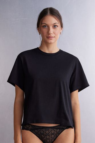 Boxy Fit Short Sleeve Top in Cotton Woman Black Size S - Intimissimi - Modalova