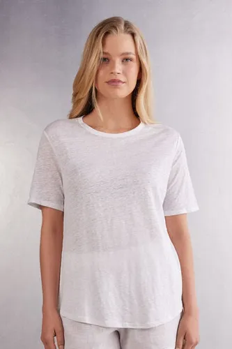 Short Sleeve Linen Top Woman White Size M - Intimissimi - Modalova