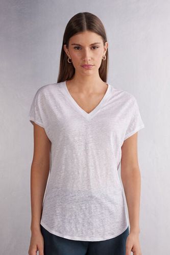 Linen V-Neck Short Sleeve Top Woman Size S - Intimissimi - Modalova