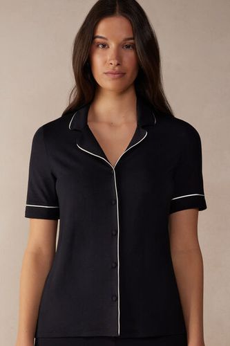 Short Sleeve Button Up Shirt in Modal Woman Black Size L - Intimissimi - Modalova
