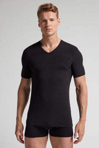 Stretch Superior Cotton V-Neck T-Shirt Man Black Size XXL - Intimissimi - Modalova