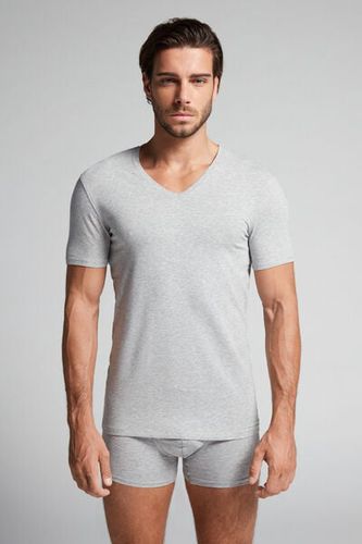 Stretch Superior Cotton V-Neck T-Shirt Man Grey Size M - Intimissimi - Modalova