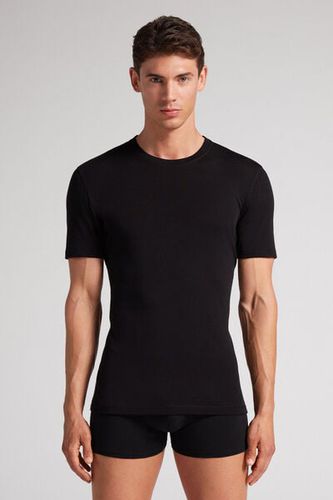 Stretch Merino Wool Short-Sleeve T-Shirt Man Black Size L - Intimissimi - Modalova