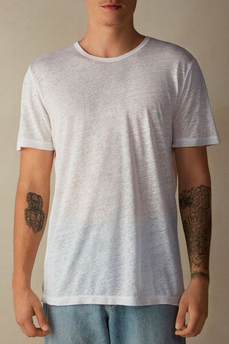 Short-Sleeved Linen T-Shirt Man White Size L - Intimissimi - Modalova