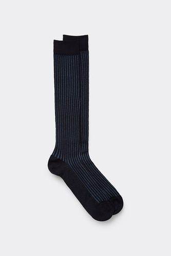 Ribbed Lisle Cotton Long Socks Man Blue Size 40-41 - Intimissimi - Modalova