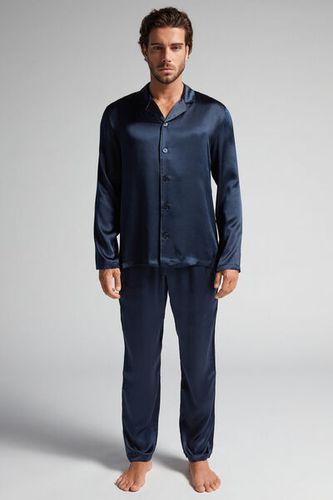 Long Silk Piped Pajamas Man Blue Size L - Intimissimi - Modalova