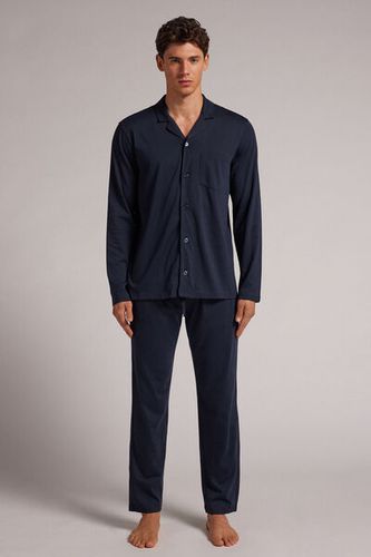 Button Front Full Length Pajamas in Superior Cotton Man Blue Size L - Intimissimi - Modalova