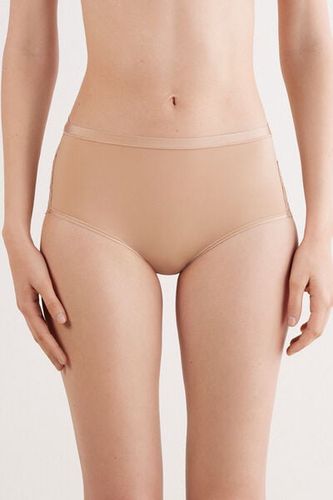 Microfiber and Lace High Rise Panties Woman Natural - Intimissimi - Modalova
