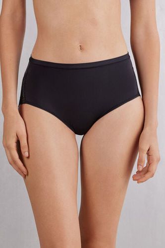 High Waist Panties in Ultralight Microfiber with Lace Woman Black Size 7 - Intimissimi - Modalova