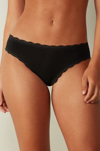 Cotton and Lace Panties Woman Black Size 3 - Intimissimi - Modalova