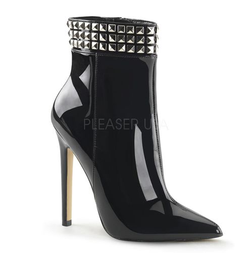 Bottines en vinyle noir talon aigulle - Pointure : 35 - Chaussures femmes Devious - Modalova