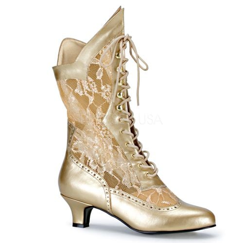 Bottines dorées en dentelle petit talon - Pointure : 36 - Chaussures femmes Funtasma - Modalova