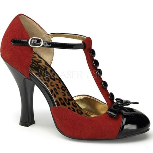Salomés en microfibre noire et rouge - Pointure : 35 - Chaussures femmes Pinup Couture - Modalova