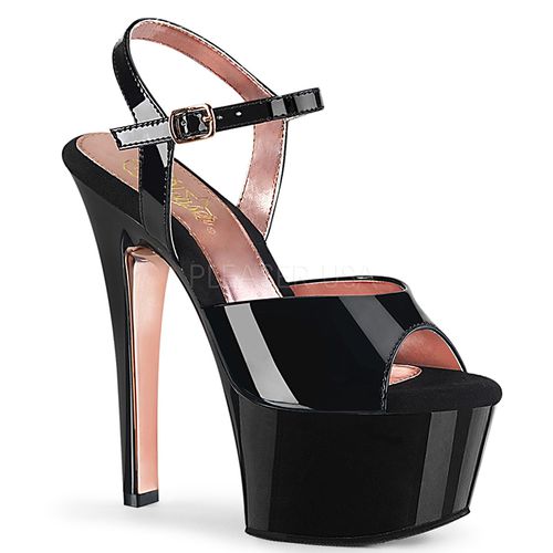 Sandales plateforme originale - Pointure : 35 - Couleur : Noir et or - Chaussures femmes Pleaser - Modalova