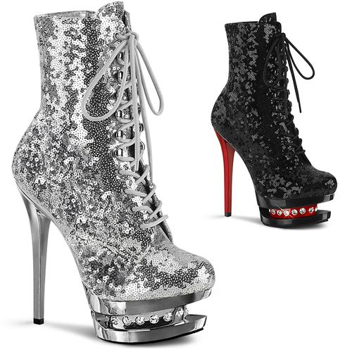 Bottines sequins plateformes - Pointure : 41 - Couleur : Argent - Bordello - Modalova