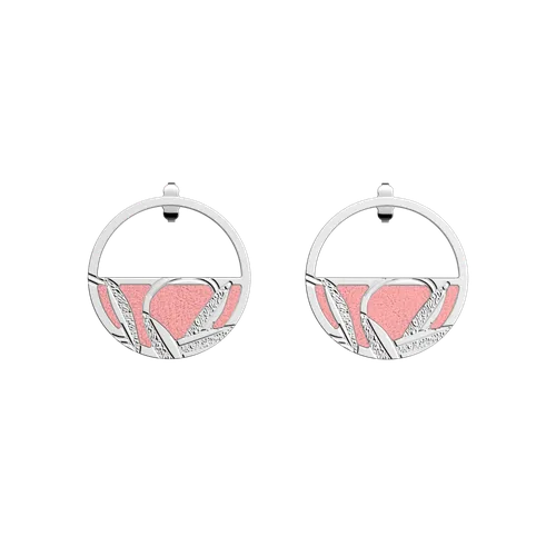 Boucles d'oreilles Rose des Sables, cuirs réversibles Rose Métal / - Les Georgettes - Modalova